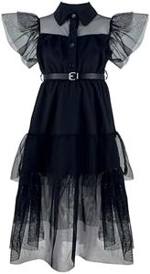 JOPHY & CO. Costume Vestito Bambina Cosplay Halloween Carnevale (14 Anni, Nero Tulle)