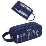 Kitron(TM) Universal Cable Cord Holder Organizer / Electronics Accessories Bag Healthcare & Grooming Kit USB Drive Shuttle-an All in One Travel Organizer (Blue)