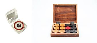 Synco Wooden Carrom Coins Set with Carrom Striker Professional 15g Combo Set, (Premia Striker with Premia Coins in Sheesham Box)