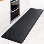 HappyTrends Kitchen Mat Cushioned Anti-Fatigue Floor Mat,17.3"x 60",Thick Waterproof Non-Slip Kitchen Mats and Rugs Heavy Duty PVC Ergonomic Comfort Rug for Kitchen,Floor,Office,Sink,Laundry,Black