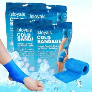 Ice Tape, 4 Pack Self-Stick Ice Cooling Athletic Tape for Sports,Self Stick Ice Bandage Wrap Tape for Knee, Ankle, Wrist, Sports Injuries, Pain & Swelling Relief, Blue