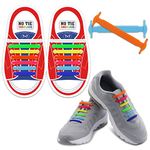 HOMAR Kids Elastic Athletic Flat No Tie Shoelaces - Best in Sports Outdoors Fan Shop Footwear Shoelaces - Once and for All Silicon Shoe Laces Perfect for Sneaker Boots Oxford Sport Shoes - Colorful