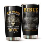 Christian Tumbler - Gifts for Christians on Christmas, Birthday - Religious Tumblers - Christian Cup - Christian Gifts For Men, Women - Bible Emergency Numbers Mug - Lion Christian Tumbler