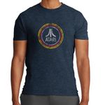 Ripple Junction Atari Distressed Logo in Circles Adult T-Shirt XL Heather Navy