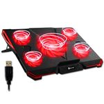 KLIM Cyclone - Laptop Cooling Stand - Maximal Cooling - XL Laptop Stand With 5 Cooling Fans - Compatible with PS5 PS4 Gaming Laptop Cooling Pad (Red) [New 2024 Version]