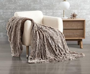 Gioia Casa Double Sided Faux Fur Shaggy Throw Blanket - Ultra Soft, Warm & Luxurious - Microfibre Velvet Fleece for Couch, Sofa, or Bed - Chestnut