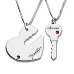 Key to My Heart Matching Necklace for Couples 2 Bestfriend Sister Birthstone Necklaces Boyfriend Girlfriend Relationship Custom Best Friend Friendship Bff Chain Him Her Engagement Wedding