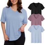 HLTPRO 3 Pack V Neck T Shirts for W