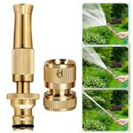 Rylan Brass Water Spray Nozzle Suitable for 1/2" Hose Pipe Adjustable Brass Spray Nozzle Water Pressure Booster Brass Nozzle Water Spray Gun for Car Wash & Gardening Water Pressure Nozzle