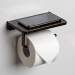 Linkaa Toilet Paper Holder with Shelf Oil Rub Bronze,Wall Mount Bathroom Decor Phone Holder,Rust-Proof Aluminum Matte Finish,Bathroom Accessories Storage Shelf for Phone, Inc. (Oil Rubbed Bronze)