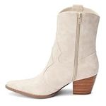 COCONUTS by Matisse Womens Bambi Snake Pointed Toe Casual Boots Ankle Mid Heel 2-3" - Beige, Beige, 9