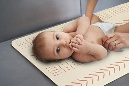 CHILDLIKE BEHAVIOR Vegan Leather Baby Changing Pad- Wipeable Portable changing Pad for Babies- Perfect for Travel-Foldable and Waterproof changing mat - Breathable and Gentle on Babys Skin-Beige 16x30