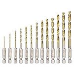 HSS Twist Drill Bit Set,13Pcs High Speed Titanium Coated Steel Drill Bit Tool with Heat Resistant 1.5mm-6.5mm for Drilling Tool Wood/Metal/Plastic