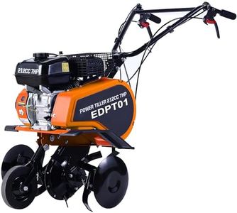 AidBuilt 212CC 7HP Gas Tiller, 22" Adjustable Width, 4-Cycle Engine Cultivator with Instant Reverse, Heavy-Duty Steel Tines for Hard Soil, New Ground Breaking, Weed & Deep Cultivation (Orange)