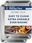 Ultra Cuisine Baking Sheet Pan Set of 2- Professional Bakeware for Roasting, Cooking & More - Food Safe, Warp Resistant, Bake Trays for Oven - Rimmed Half Cookie Sheets for Baking (Aluminum 18 x13")
