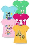 Kuchipoo Regular Girls' T-Shirt (Pack Of 5) (Kuc-Tshrt-115--6-7 Years_Multicolored_6-7 Years)