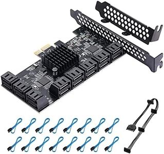 6 Gbit/s PCIe SATA 3.0 Card PCIe SATA 16 Ports PCIe SATA Controller Expansion Card Bootable as System Hard Disk Suitable for All PCIE Slots JBM575 and ASM1064