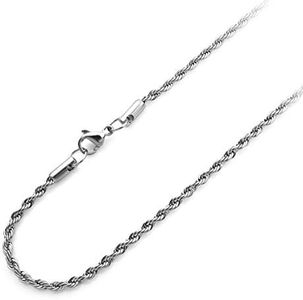 555Jewelry Stainless Steel Hypoallergenic Twisted Singapore Rope Chain Necklace, Stainless Steel, No Gemstone