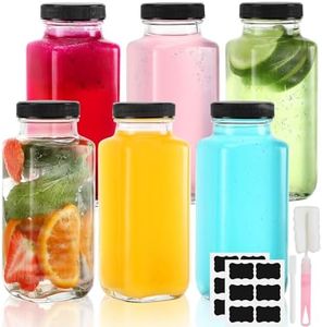 6 Bottigliette di Vetro Piccole con Chiusura,Bottiglia Vuota in Vetro da 250ml,Bottigliette per Liquori con Etichette,Penne e Pennelli in Spugna,Mini Bottiglie Alcolici per Succo di Frutta Latte,Olio