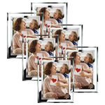 PETAFLOP 5x7 Picture Frames, Mirrored Glass Photo Frame 5 by 7 for Tabletop Display, Set of 6