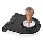 Navaris Coffee Tamper and Mat Set - Handheld Stainless Steel Espresso Press with Walnut Handle for Coffee Grounds - 51 mm Coffee Ground Compressor