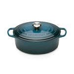 Le Creuset Signature Enamelled Cast Iron Oval Casserole Dish With Lid, 27 cm, 4.1 Litre, Deep Teal, 21178276422430