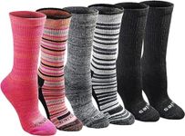 Dickies womens Dritech Advanced Moisture Wicking Crew Sock (6/12 Packs)Stripe (6 Pairs),Shoe Size: 6-9