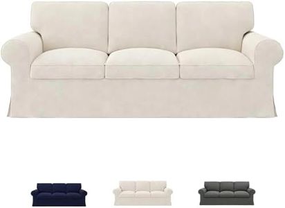 Ektorp Sofa Cover for IKEA Ektorp 3-Seat Sofa, Polyester Slipcover Set with 1 Frame Cover + 3 Seat Cushion Covers + 3 Back Cushion Covers, Machine Washable, Beige