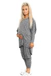 Elite Pleasure Womens 2 Piece Pregnancy Tracksuit Set High Low Top & Bottoms Maternity Casual Loungewear Sweatshirt Ladies Drawstring Pajama Set Nightwear Charcoal S-M