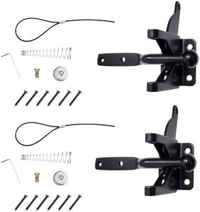 Pair of Self Locking Gate Latch Automatic Gravity Lever for Wood Fence Gate Door Latches, Left and Right (Spring Cable Pull), AP00289O