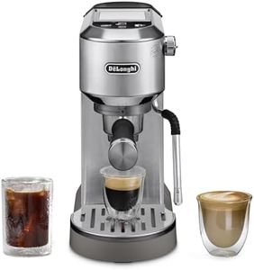 De'Longhi Dedica Duo Compact Espresso Machine - Cold Brew Coffee Maker with Milk Frother Wand- for Espresso, Hot & Iced Coffee, Cappuccinos, Lattes & Home Barista Brewing, Stainless Steel