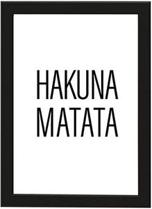 PICSonPAPER Poster A4 Hakuna Matata encadré avec cadre photo noir - Cadeau d'anniversaire - Poster avec cadre photo - Impression artistique - Typographie (Hakuna Matata)