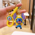 GRACIOUS MART Keychains Are Small, Decorative Items Character Cartoon Silicone Keychains And Keyrings Set For School Bags, Bike, Car Birthday Gifts (Stitch Yellow)