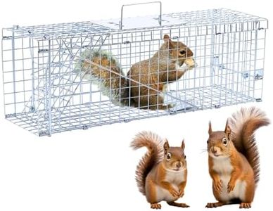 24" Live Animal Trap, Humane Animal Trap for Stray Cats up to 5.5 pounds, Raccoons, Squirrels, Skunks, Moles, Marmots, Armadillos, Rabbits, Steel Folding with Pedal Trigger