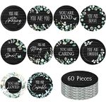 60PCS Round Bulletin Board Decor, 10 Designs Inspirational Wall Decorative Sign Positive Word Cards Modern Farmhouse Accents Set for Middle High School Classroom Home Teachers Students (5.5” Each)