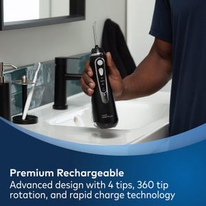 Waterpik Cordless Water Flosser – Black, Portable Oral Irrigator