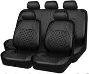 Leather Car Seat Covers Sets for Isuzu D-MAX 2015-2023, 9 pcs Set Full Surround NonSlip Waterproof Seat Cushion Protector Accessories,C/Black