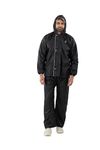 Bhoomi Impex Rain Coat for Men Waterproof for Bike Riders with Adjustable Hood Along with Inner Pockets, Suit with Polyester Jacket,Pants Drawstring Bag_(XL Black)_Jacket and Pants