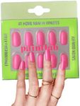 PaintLab Press-On Nails Manicure Kit, Signature Pink, 30-Piece Set, Long-Lasting Fake Nails with Glue, File, Prep Pad & Cuticle Stick