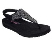 Skechers MEDITATION, Women's Flip Flop, Black (Black Mitobuck/Smoke Rhinestone Blk), 7 UK (40 EU)