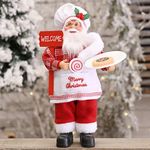 XFLYP Santa Claus Figurine, Father Christmas Standing Ornament, Holiday Statue, Ornament for Living Room, Desktop Decor, Fireplace, Parties, Gifts 12 Inch (Chef (without biscuits on a plate))