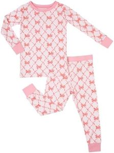 LollyBanks Toddler Pajama Set, Two-Piece Long Sleeve Girls Pajamas, Lightweight 95% Viscose and 5% Spandex, Snug Fit Toddler Sleepers, Soft and Breathable Baby Pajamas 18-24 Months (Pink Bow Print)
