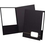 Oxford Monogram Executive Twin Pocket Folders, Letter Size, Black with Gold Foil Trim, 4 Pack (04161EE), 9" x 11 7/8"