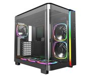 MONTECH King 95 PRO Dual-Chamber ATX Mid-Tower PC Gaming Case, High-Airflow, Toolless Panels, Sturdy Curved Tempered Glass Front, Six ARGB PWM Fan Pre-Installed with Fan Hub, King 95 PRO Black US