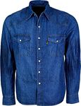 Duke London Western Mens Stonewash Denim Shirt - Stonewash - 4XL