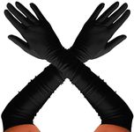 REDSTAR Black Gloves - 1920s Accessories Black Opera Gloves Flapper Accessories - Long Black Gloves Black Gloves Fancy Dress - Black Satin Gloves Black Long Gloves Elbow Length Gloves