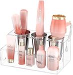 NIUBEE Hair Tool Organizer, Clear Acrylic Hair Dryer and Styling Organizer, Bathroom Countertop Blow Dryer Holder, Vanity Caddy Storage Stand for Accessories, Makeup, Toiletries