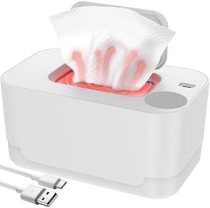 MABCIRY Baby Wipe Warmer USB Diaper Wipe Warmer Thermostat Temperature Baby Wipe Warmer Dispenser Portable Wet Wipes Heating Box Keep Wipes Warm and Moist for Baby Nursery(White)