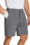 COOFANDY 7 Inch Golf Shorts Men Quick Dry Hiking Shorts Lightweight Casual Summer Shorts with Pockets Dark Grey