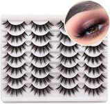 Losha Eyelashes Natural Look Faux Mink Lashes Pack Handmade Fluffy False Eyelashes 14 Pairs Cat Eye Lashes (54)